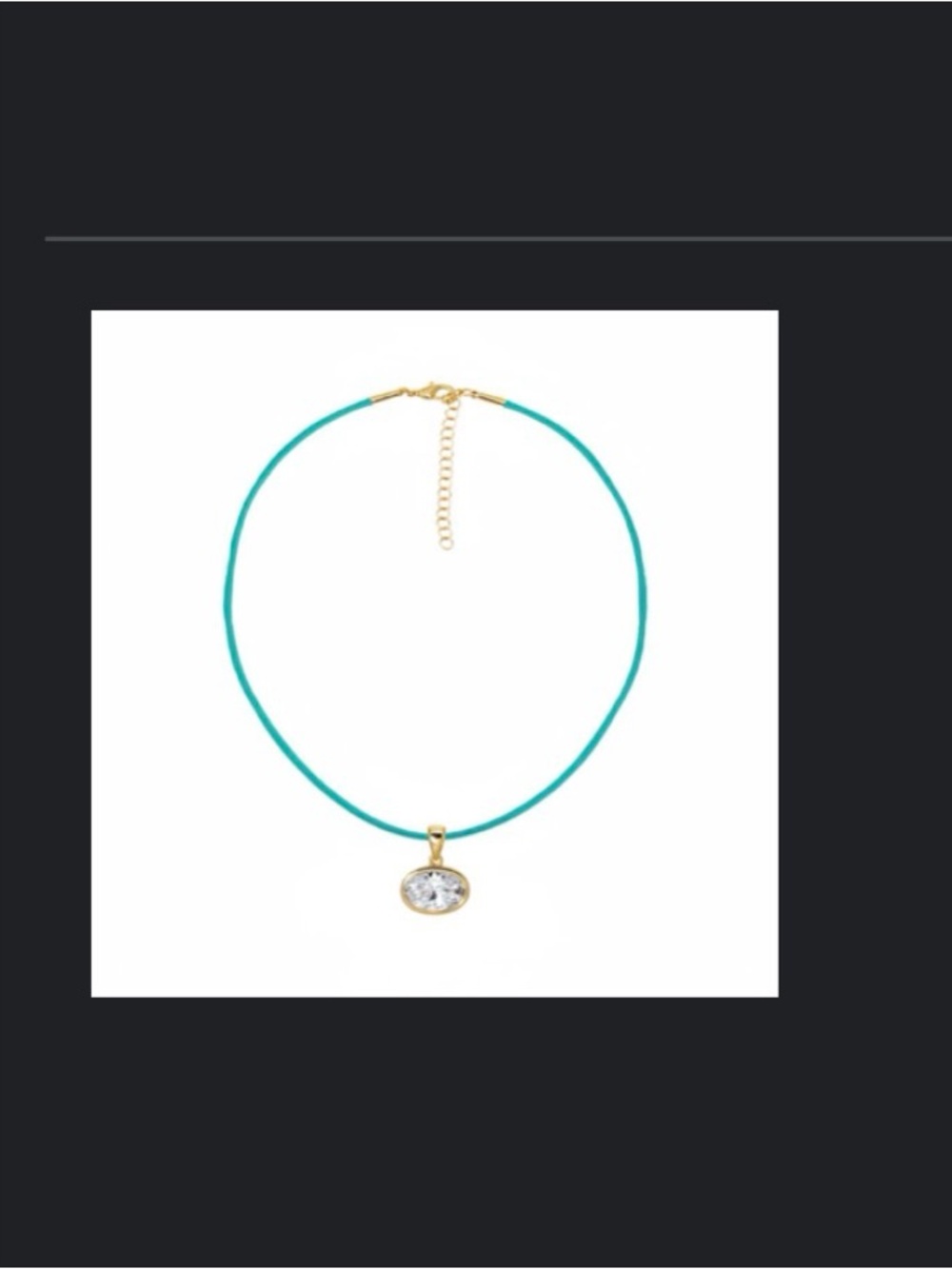 Adina Eden CZ Oval Bezel Charm & Rope Chain Choker Necklace. Brand new with box
